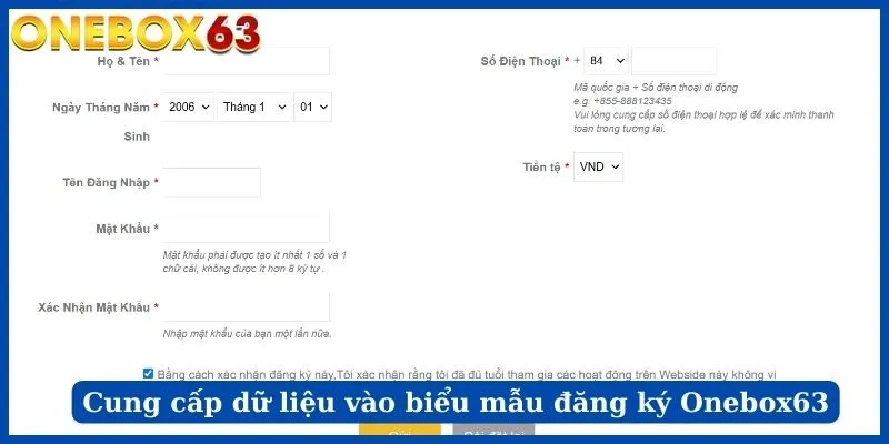 Cung cấp dữ liệu vào biểu mẫu đăng ký Onebox63