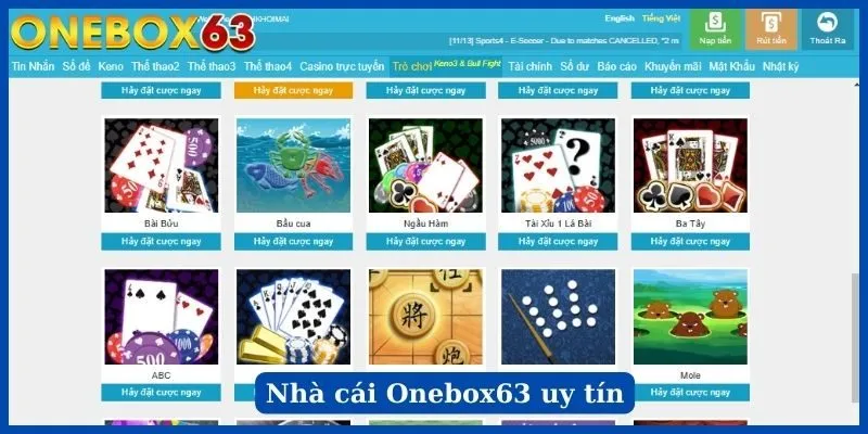 Sản phẩm cá cược trên Onebox63