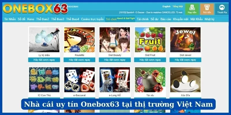 Nhà cái uy tín Onebox63 tại thị trường Việt Nam