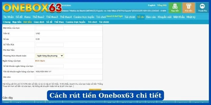 Cách rút tiền Onebox63 chi tiết